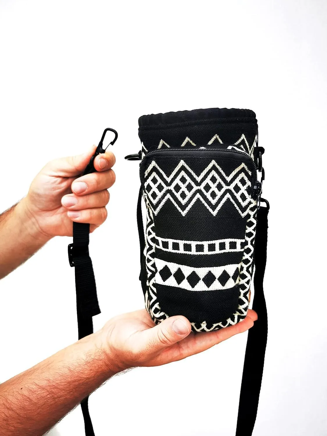 Water Bottle Holder with Strap & Pocket for Phone, Card, Cash or Keys | Bottle Sleeve Carrier for Walking, Backpacking | Hydro and Iron Flask Sling Bag | Camping Accessories