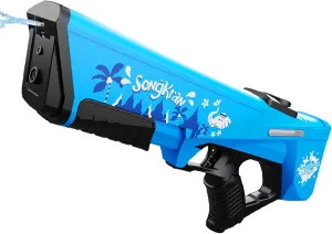 Water Guns for 8 , Automatic Suction Super Soaker, Manual & Automatic Dual Mode, Super Jet Power, Summer Beach Pool Outdoor Game Toys (Blue)