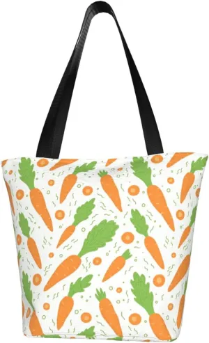 Watercolor Carrots Pattern Large Capacity Reusable Shoulder Bag Tote Bag For Women For Travel Beach Work Shopping