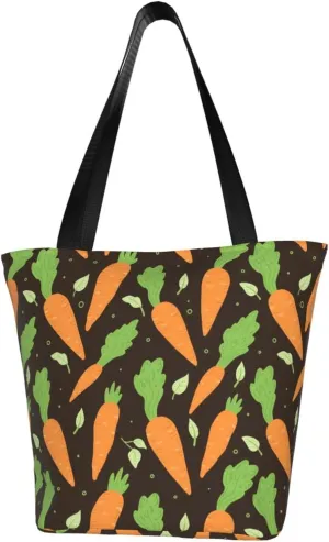 Watercolor Carrots Print Large Capacity Reusable Shoulder Bag Tote Bag For Women For Travel Beach Work Shopping