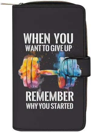 Watercolor Inspirational Fitness Leather Wallets,Long Wallet Purse,Slim Thin Leather Bifold Card Holder Wallet,Adjustable Buckle,Multi Cards Case,Large Capacity