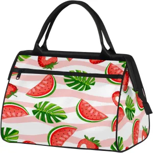 Watercolor Watermelon Leaf Travel Duffel Bag Gym Tote Bag for Women Men Waterproof Weekend Overnight Bag Carry On Tote Luggage with Pocket Personal Item Bags Sports Bag fit Travel Sports Gym Yoga