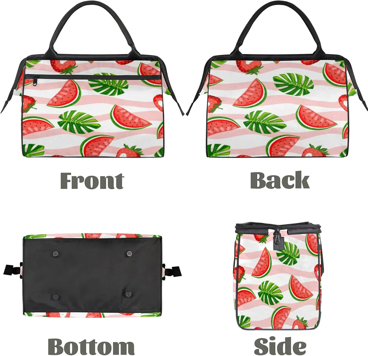 Watercolor Watermelon Leaf Travel Duffel Bag Gym Tote Bag for Women Men Waterproof Weekend Overnight Bag Carry On Tote Luggage with Pocket Personal Item Bags Sports Bag fit Travel Sports Gym Yoga