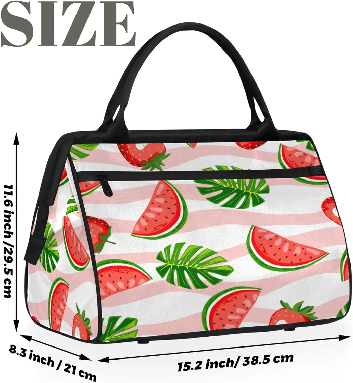 Watercolor Watermelon Leaf Travel Duffel Bag Gym Tote Bag for Women Men Waterproof Weekend Overnight Bag Carry On Tote Luggage with Pocket Personal Item Bags Sports Bag fit Travel Sports Gym Yoga