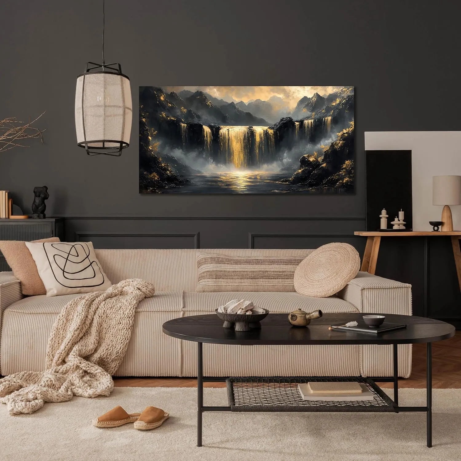 Waterfall Canvas Wall Art for Living Room - Mountain Art Wall Decor for Office - Modern Wall Art for Bedroom Size 20" x 40"