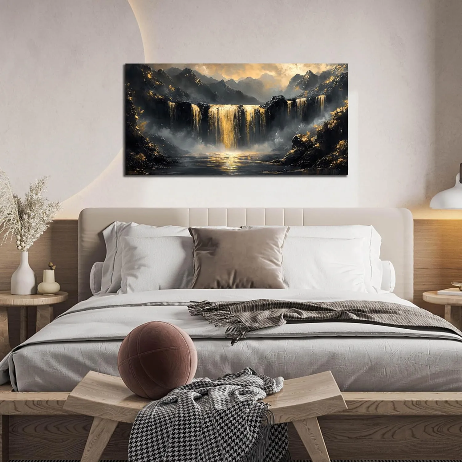 Waterfall Canvas Wall Art for Living Room - Mountain Art Wall Decor for Office - Modern Wall Art for Bedroom Size 20" x 40"