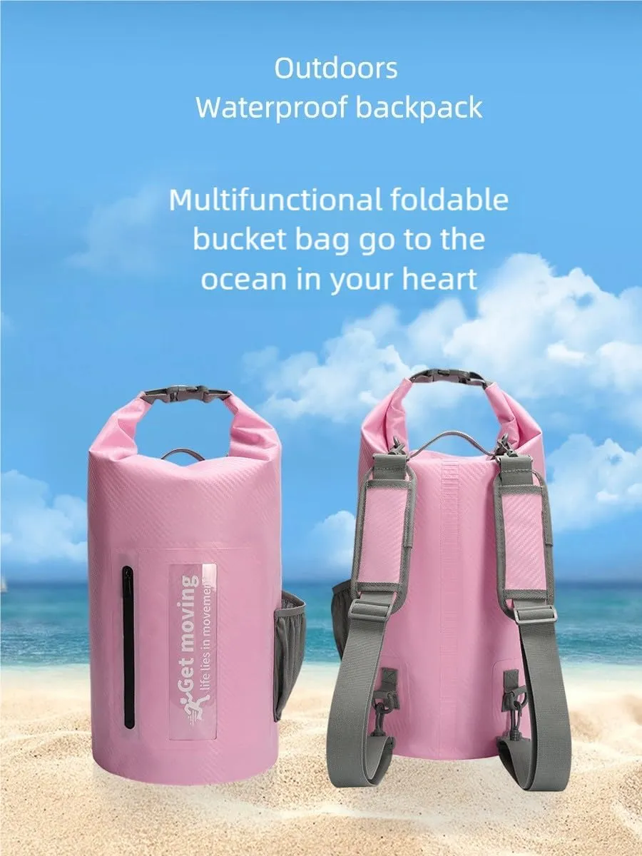 Waterproof and wear-resistant bucket bag Portable shoulder outdoor sports backpack beach rafting swimming diving commuter traveler must have