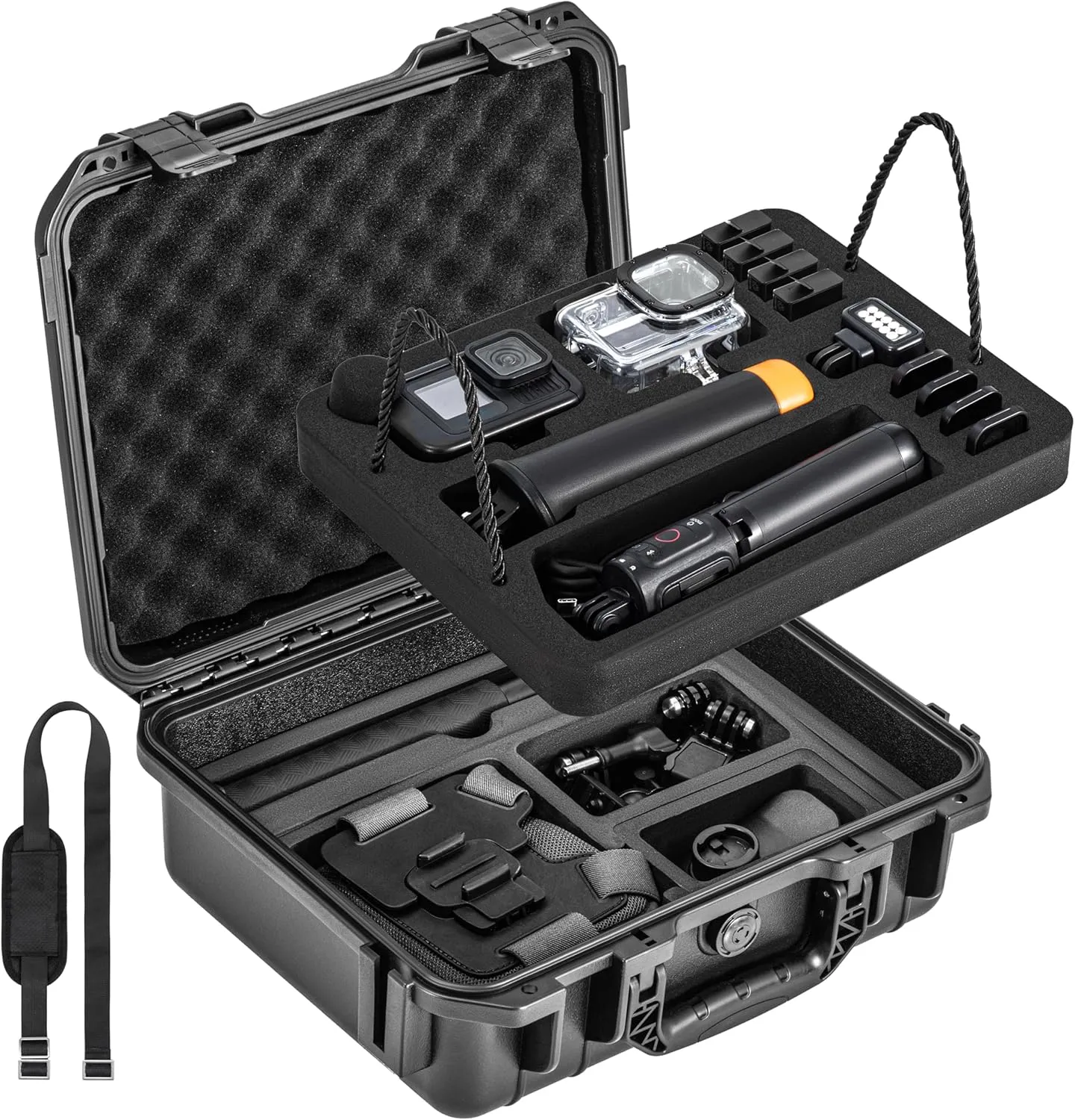 Waterproof Case For Gopro Hero 13/12/11/10/9/8 Media Mod/Volta/Protective Housing/Chest Mount Creator Edition/Action Camera Accessories Organizer Travel Storage Carrying Case
