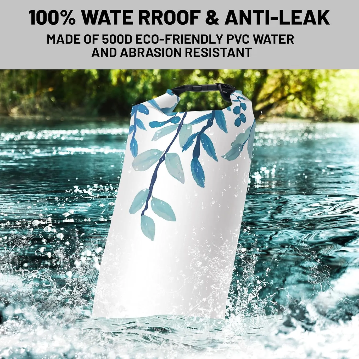 Waterproof Dry Bag,Roll Top Blue Eucalyptus Waterproof Backpack 5L/10L/20L Floating and Lightweight Bags for Kayaking, Boating, Fishing, Swimming and Camping