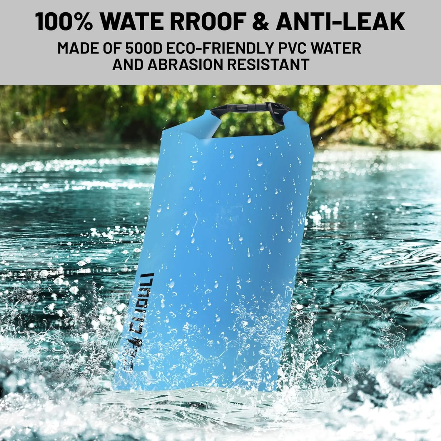 Waterproof Dry Bag,Roll Top Blue Large Waterproof Backpack 2L/5L/10L/20L/30L/40L Floating Lightweight Bags for Kayaking, Boating, Fishing, Swimming Camping with Waterproof Phone Case