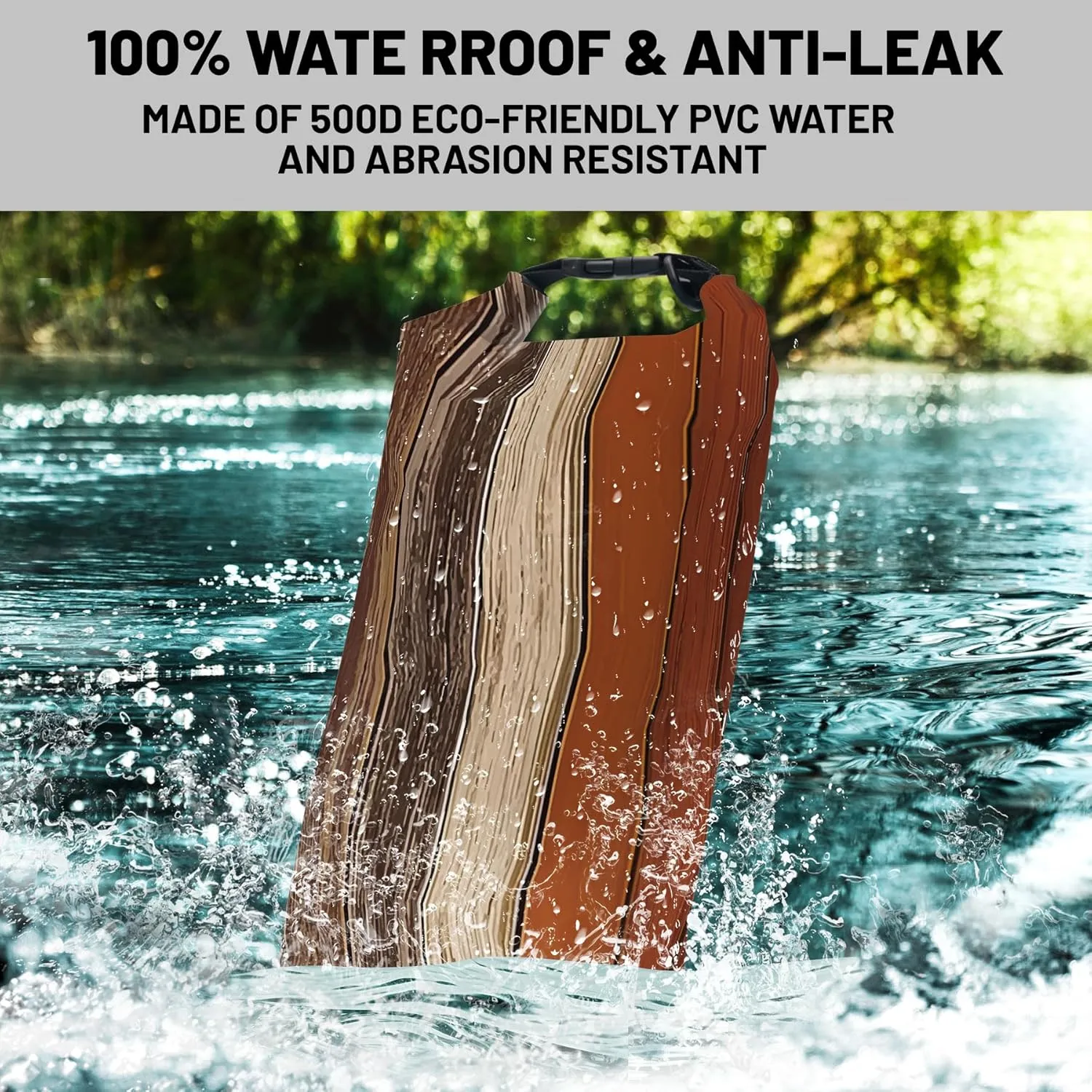 Waterproof Dry Bag,Roll Top Retro Rustic Barn Wood Waterproof Backpack 5L/10L/20L Floating and Lightweight Bags for Kayaking, Boating, Fishing, Swimming and Camping