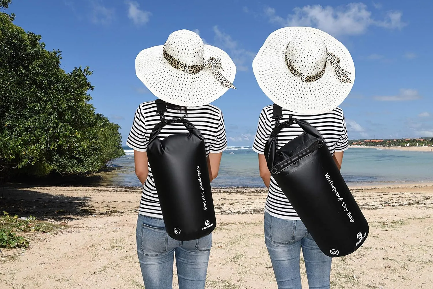Waterproof Dry Bags Set Of 3 Dry Bag With 2 Zip Lock Seals & Detachable Shoulder Strap, Waist Pouch & Phone Case - Can Be Submerged Into Water - For Swimming (Black, 10L)