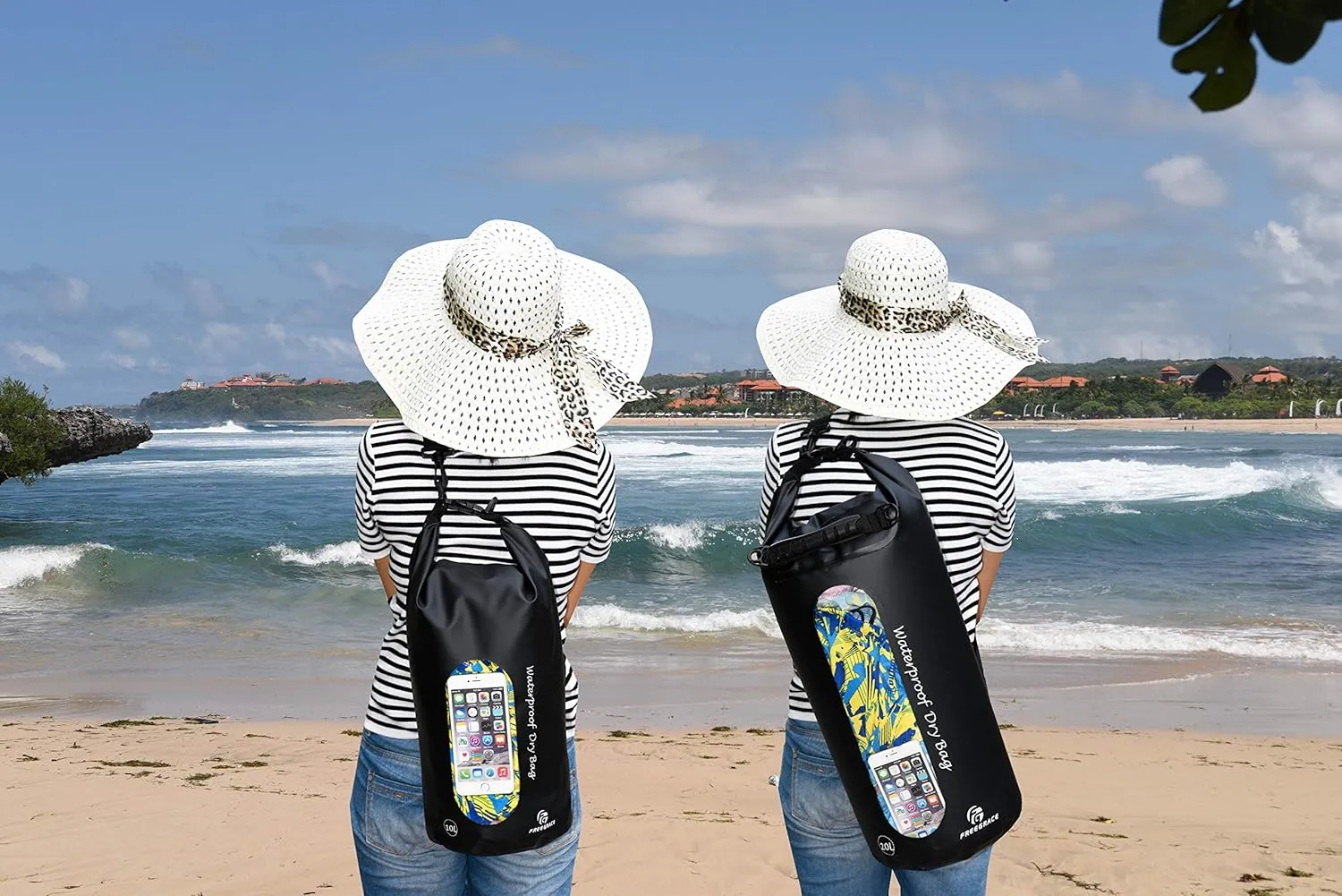 Waterproof Dry Bags Set of 3 Dry Bag with 2 Zip Lock Seals & Detachable Shoulder Strap, Waist Pouch & Phone Case - Can Be Submerged Into Water - for Swimming (Black(Window), 20L)
