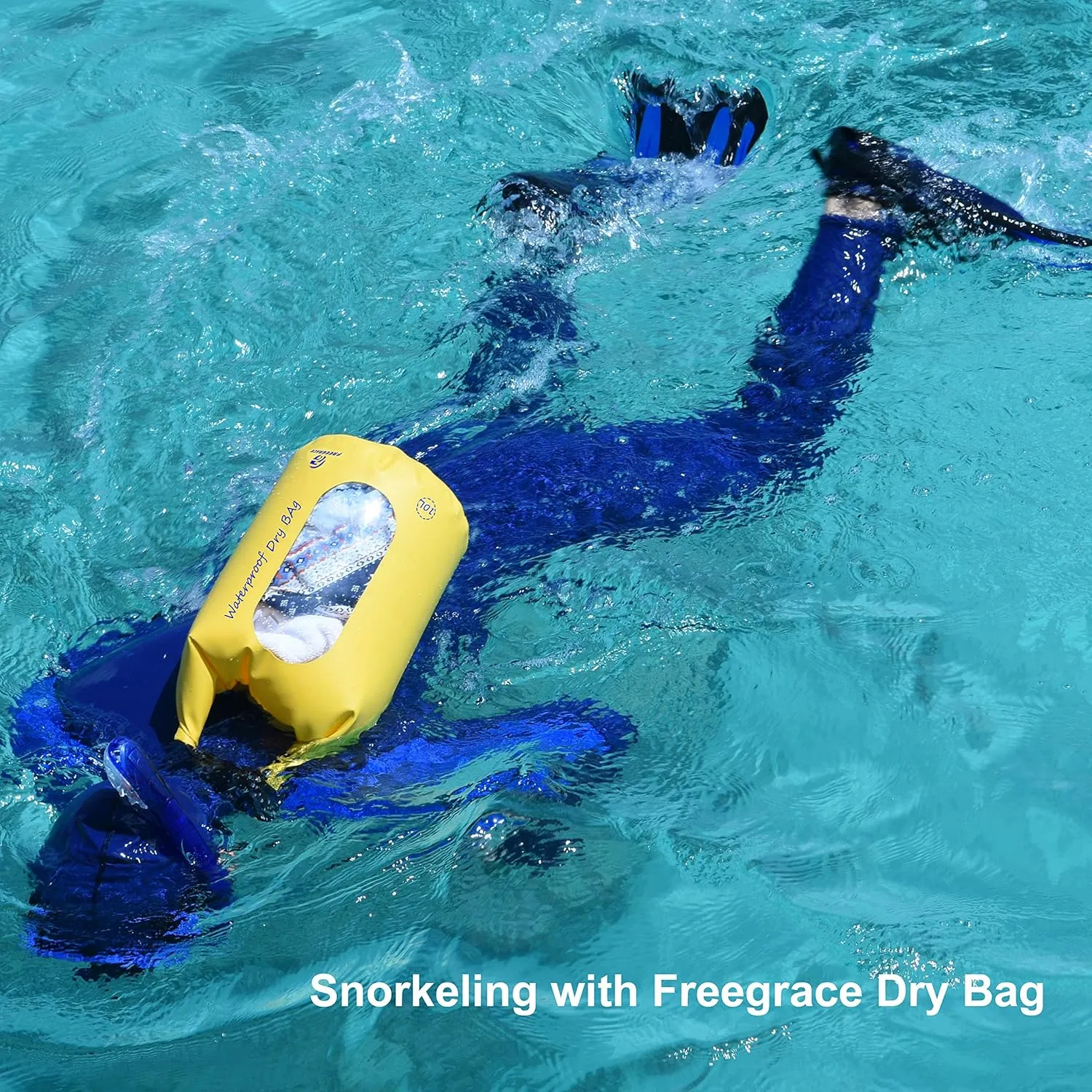 Waterproof Dry Bags Set of 3 Dry Bag with 2 Zip Lock Seals & Detachable Shoulder Strap, Waist Pouch & Phone Case - Can Be Submerged Into Water - for Swimming (Orange(Window), 5L)