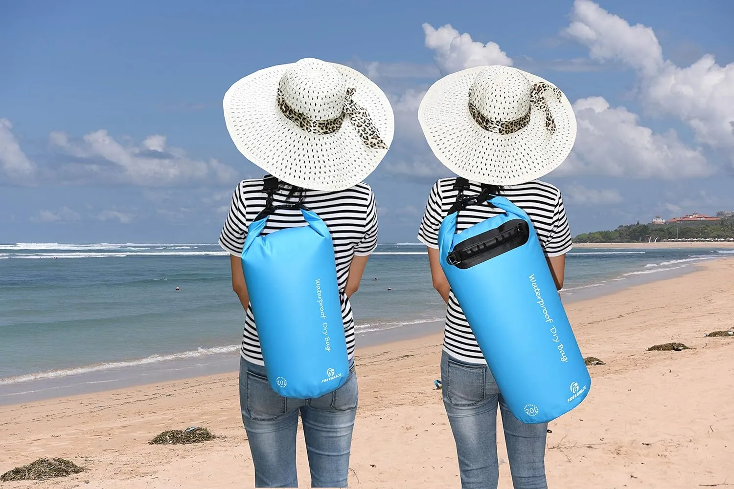 Waterproof Dry Bags Set of 3 Dry Bag with 2 Zip Lock Seals & Detachable Shoulder Strap, Waist Pouch & Phone Case - Can Be Submerged Into Water - for Swimming (Sky Blue, 5L)