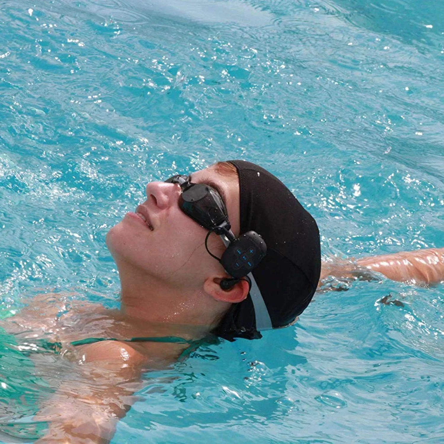 Waterproof MP3 Player for Swimming and Running, Underwater Headphones with Short Cord, Shuffle Feature