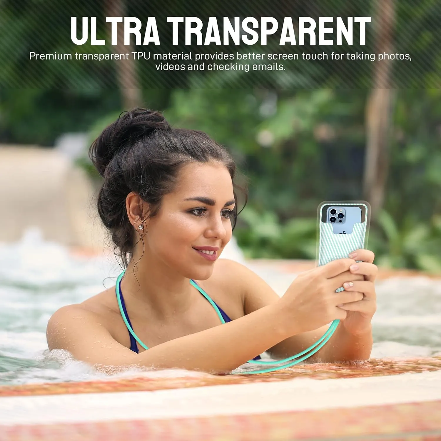 Waterproof Phone Pouch [Floating Airbag Design] Universal IPX8 Cellphone Case Dry Bag with Lanyard for iPhone 16 15 14 13 Pro Max Galaxy S24 S23 Phones Up to 6.9'' for Beach Vacation, Mint