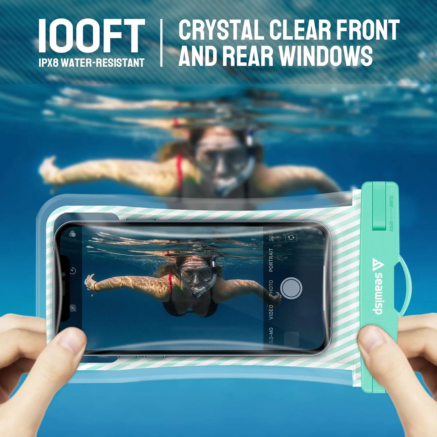 Waterproof Phone Pouch [Floating Airbag Design] Universal IPX8 Cellphone Case Dry Bag with Lanyard for iPhone 16 15 14 13 Pro Max Galaxy S24 S23 Phones Up to 6.9'' for Beach Vacation, Mint