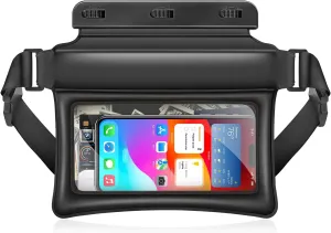 Waterproof Phone Pouch with Adjustable Waist Strap, IPX8 Floating Large Capacity Dry Bag Fanny Pack for Beach, Boating, Kayaking, Swimming, Snorkeling Black