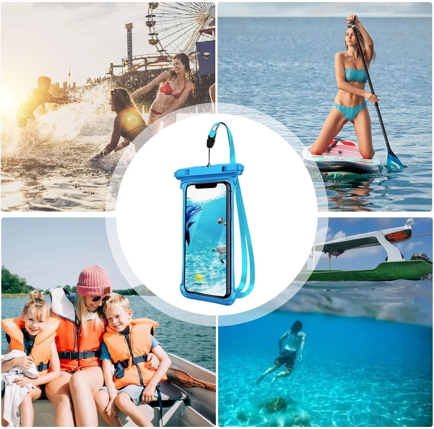 Waterproof Pouch Bag - Sensitive Touch Underwater Cover, Water Phone Protector Pouch,Touchscreen Clear Floating Mobile Case | Dustproof Bag for Beach Swimming Kayaking Diving Boating Travel Vacation