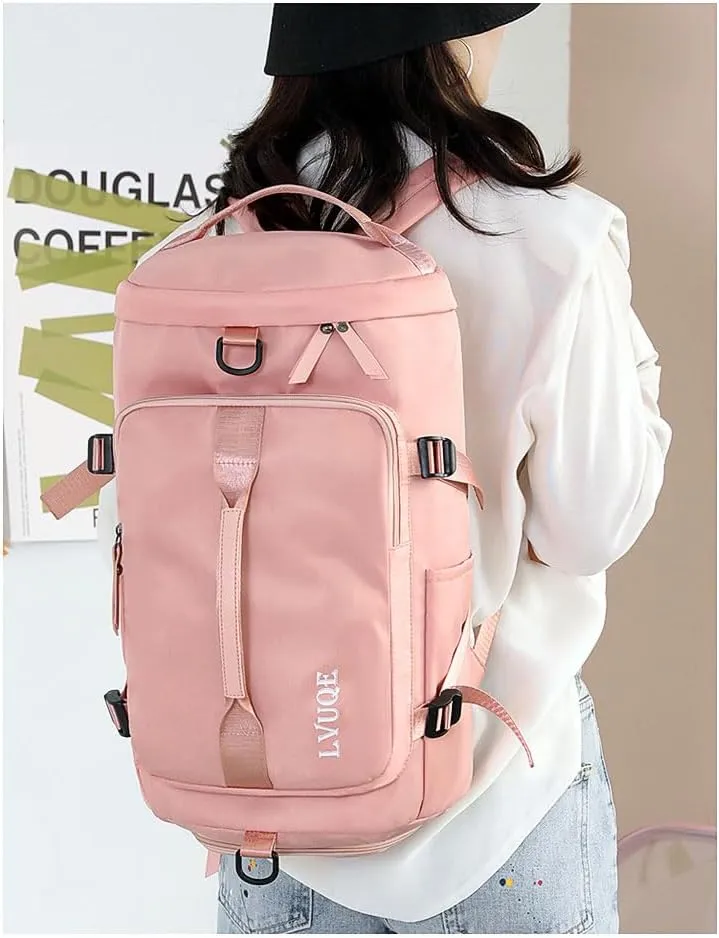Waterproof Sports Backpack Lightweight Swim Gym Bag for Men & Women, Durable Travel Duffle with Shoulder Strap, Yoga Workout Beach Tote.Pink