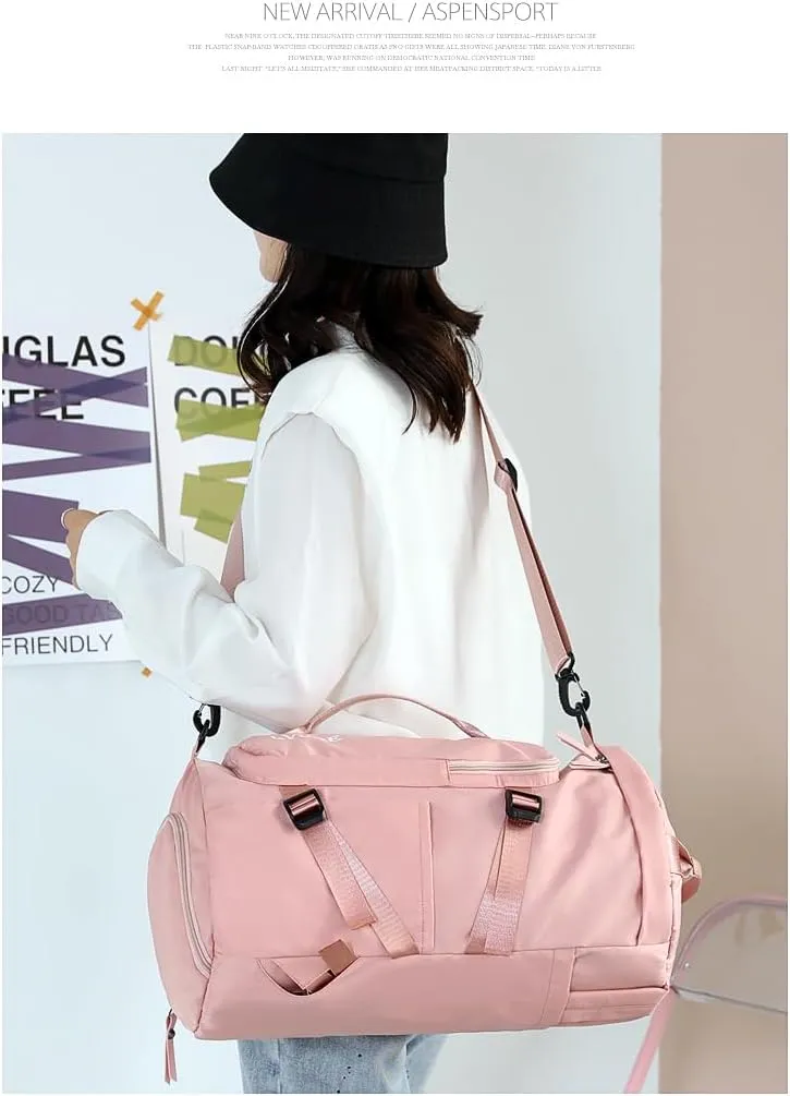 Waterproof Sports Backpack Lightweight Swim Gym Bag for Men & Women, Durable Travel Duffle with Shoulder Strap, Yoga Workout Beach Tote.Pink