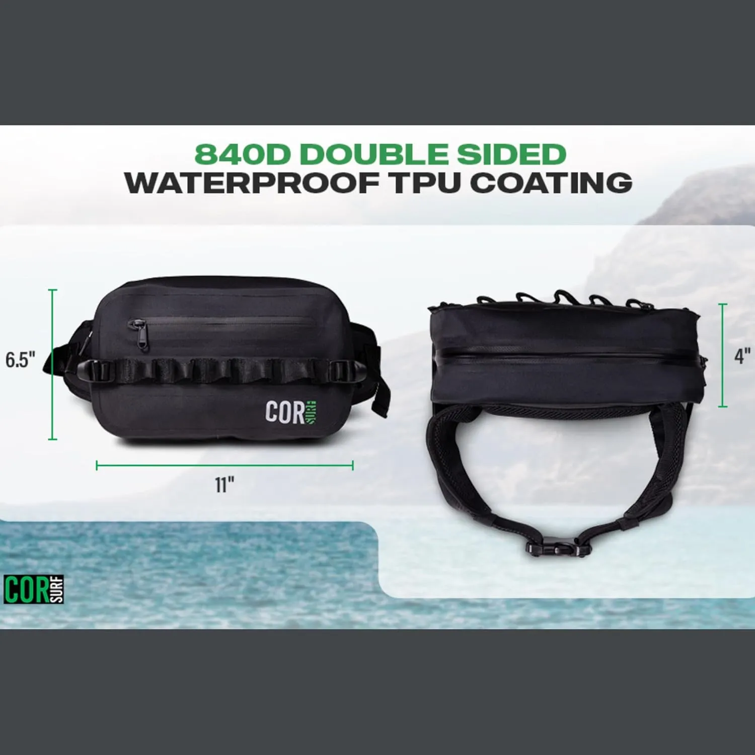 Waterproof Waist Pack 2.5L | Waterproof Belt Bag with Wide, Comfortable Waist Strap, Floating Waterproof Fanny Pack for Travel, Fly Fishing, Beach, Swimming, Paddleboarding, Kayaking (Dark Blue)
