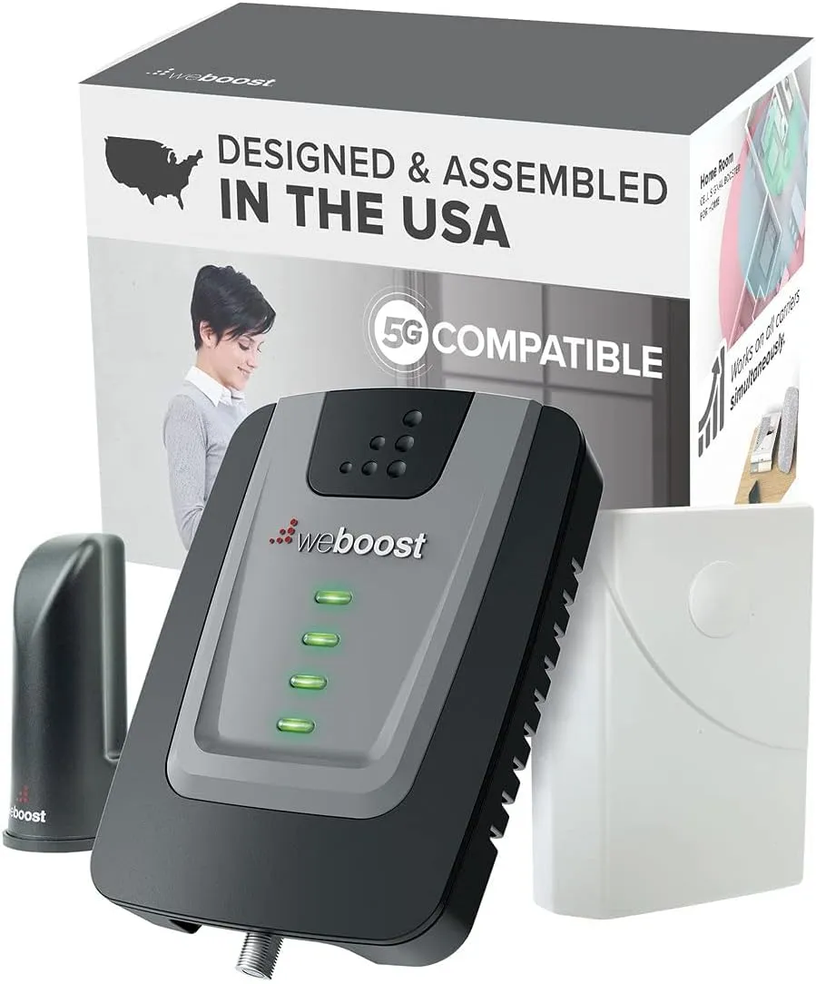 weBoost Home Room - Cell Phone Signal Booster | Boosts 4G LTE & 5G for all U.S. Networks & Carriers - Verizon, AT&T, T-Mobile & more | Made in the U.S. | FCC Approved (model 472120) (Renewed)