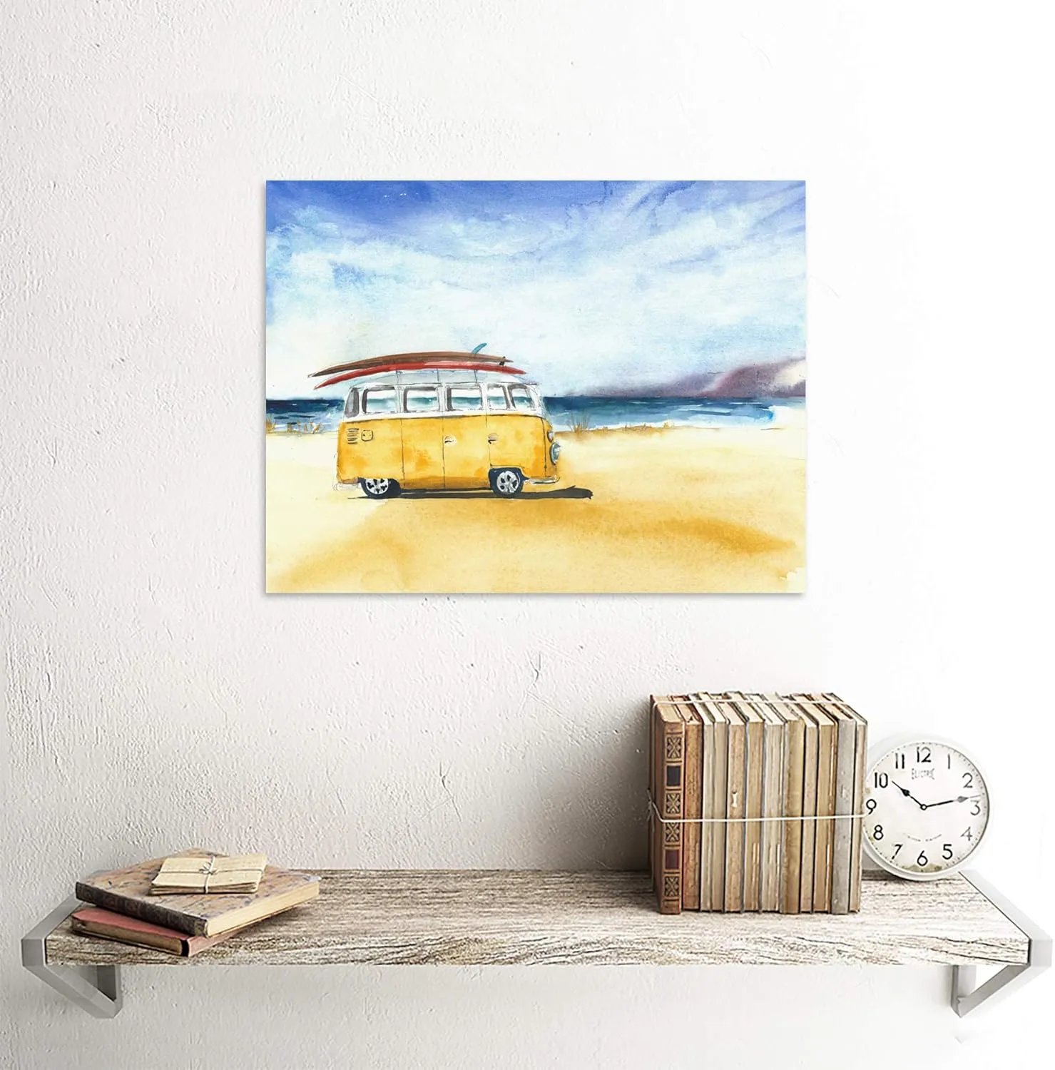 Wee Blue Coo Van Surfing Trip Painting Art Print Canvas Premium Wall Decor Poster