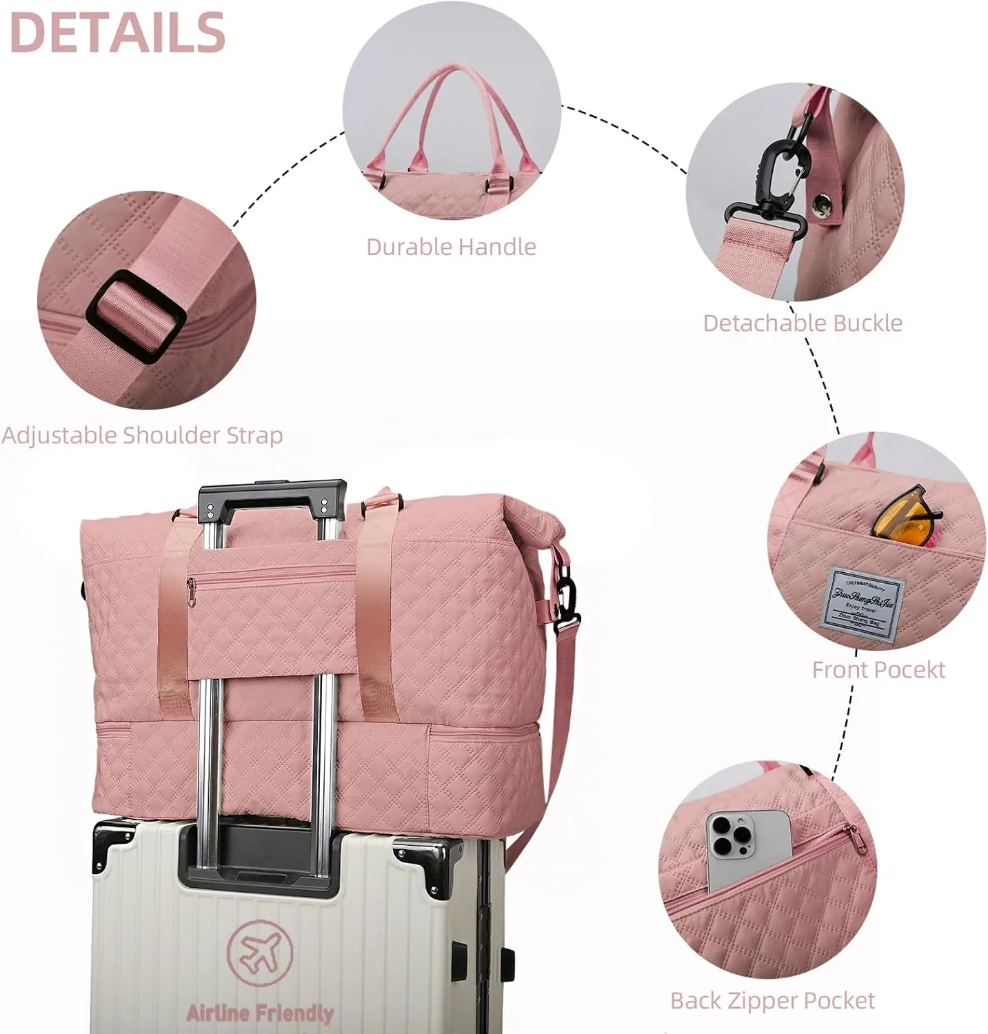 Weekender Bags for Women Travel Duffle Bag with Shoe Compartment Overnight Carry On Duffel Bag Gym Tote Bag with Toiletry Bag