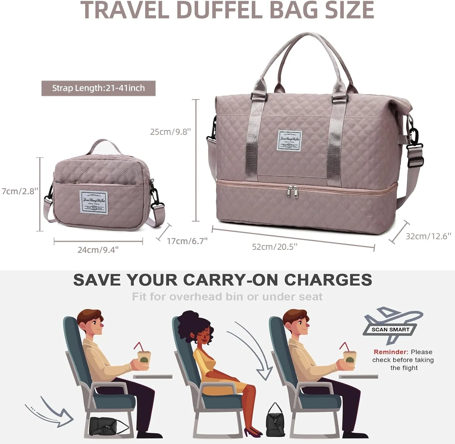 Weekender Bags for Women Travel Duffle Bag with Shoe Compartment Overnight Carry On Duffel Bag Gym Tote Bag with Toiletry Bag