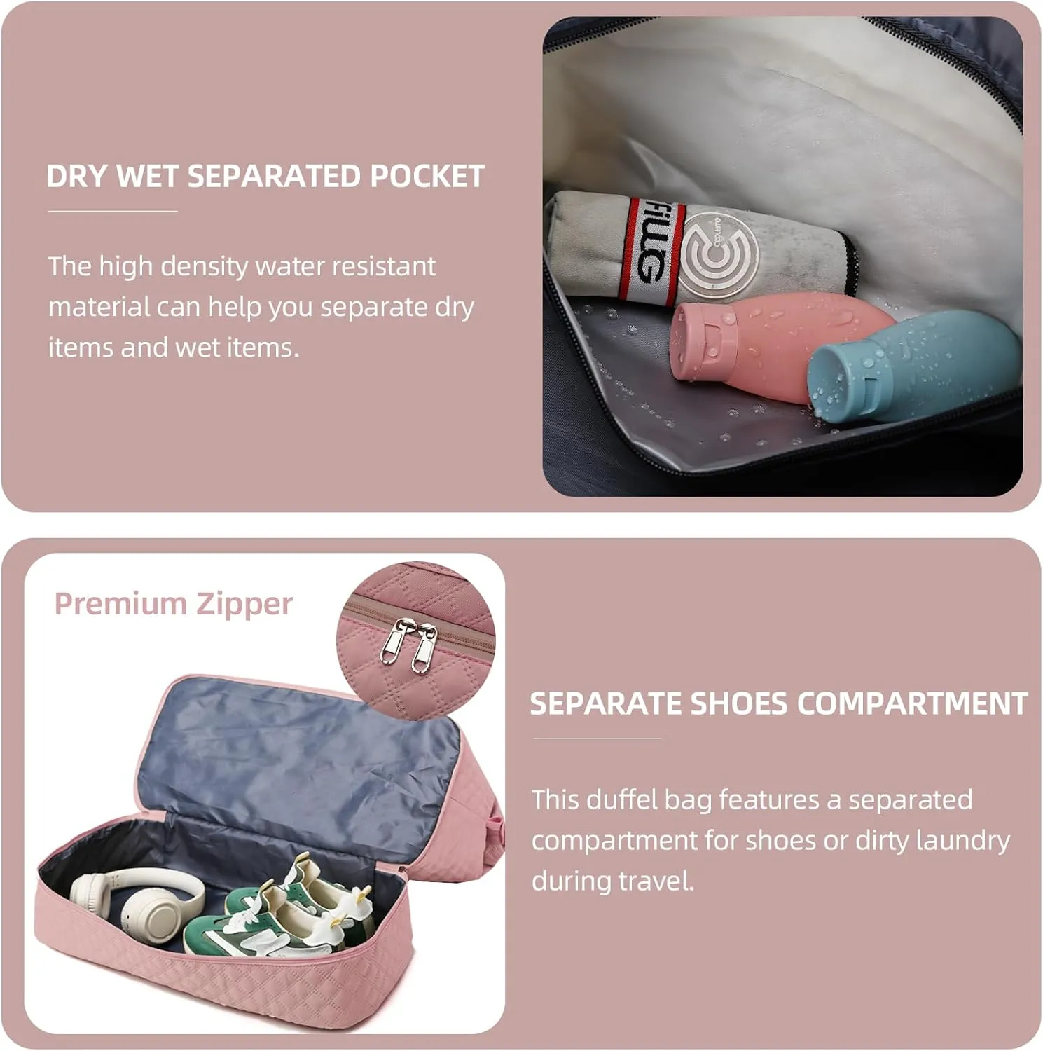 Weekender Bags for Women Travel Duffle Bag with Shoe Compartment Overnight Carry On Duffel Bag Gym Tote Bag with Toiletry Bag