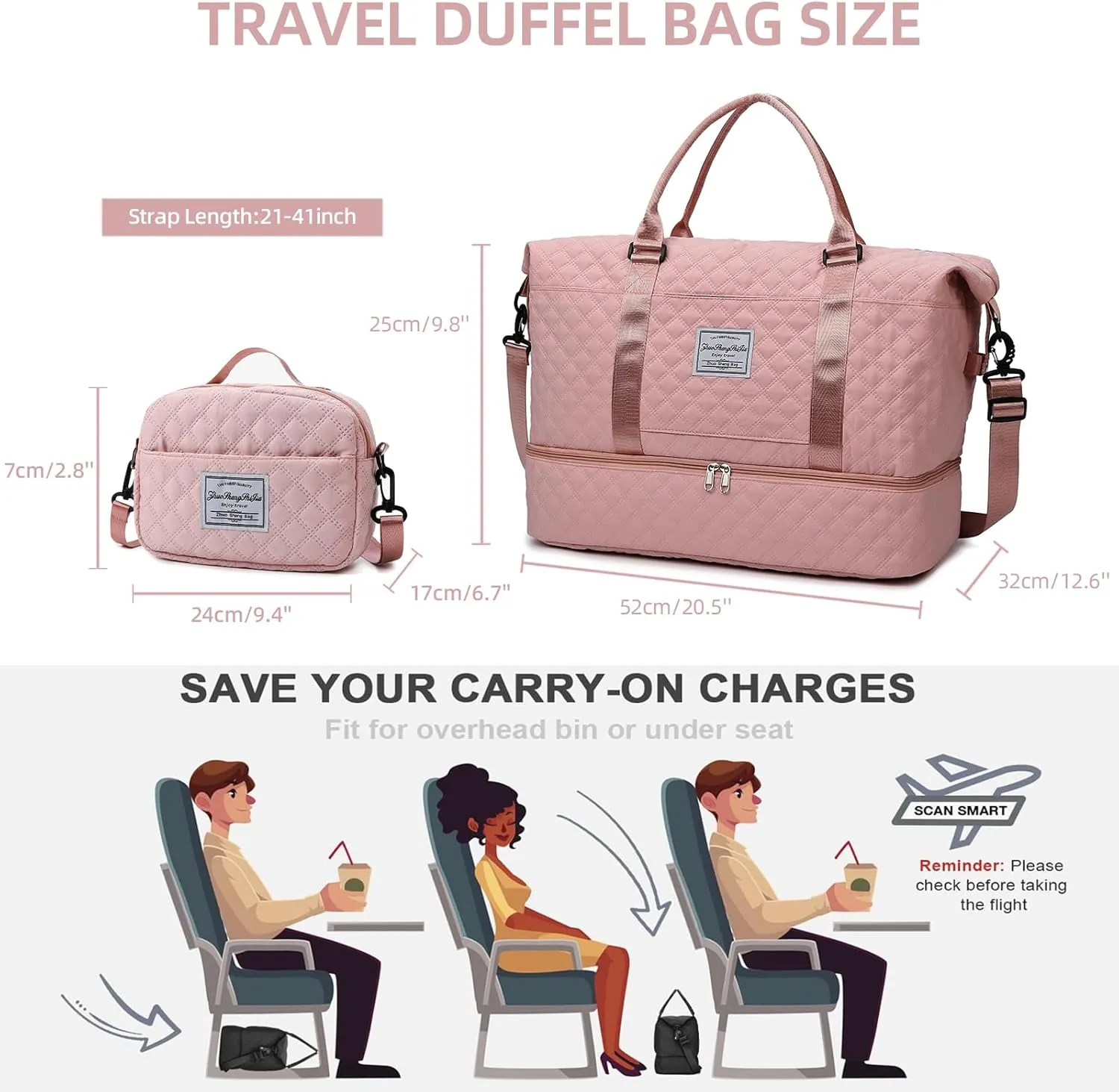 Weekender Bags for Women Travel Duffle Bag with Shoe Compartment Overnight Carry On Duffel Bag Gym Tote Bag with Toiletry Bag