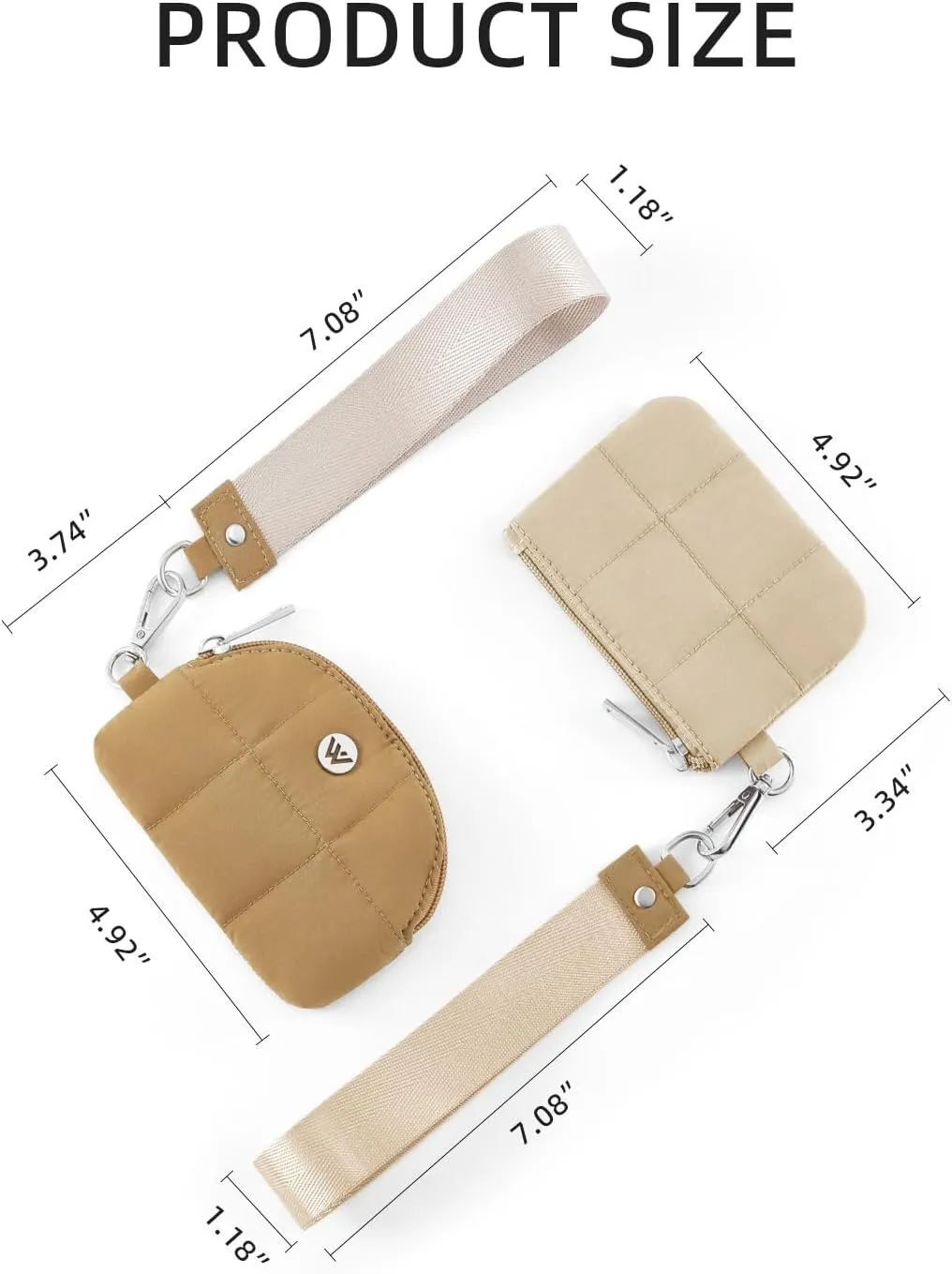 WESTBRONCO Mini Keychain Wristlet Wallets for Women Portable Dual Pouch Wristlet Detachable Quilted Nylon Coin Purse Pocket for Travel Sports Outdoors