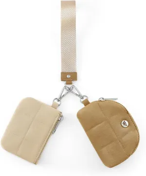 WESTBRONCO Mini Keychain Wristlet Wallets for Women Portable Dual Pouch Wristlet Detachable Quilted Nylon Coin Purse Pocket for Travel Sports Outdoors
