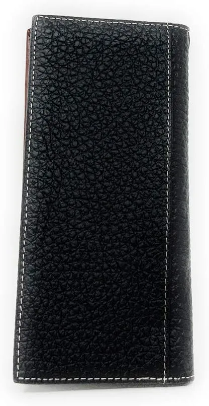 Western Premium Genuine Leather Tooled Men's Long Bifold Wallet premium cowboy wallets in 2 colors (Black Texas state map)