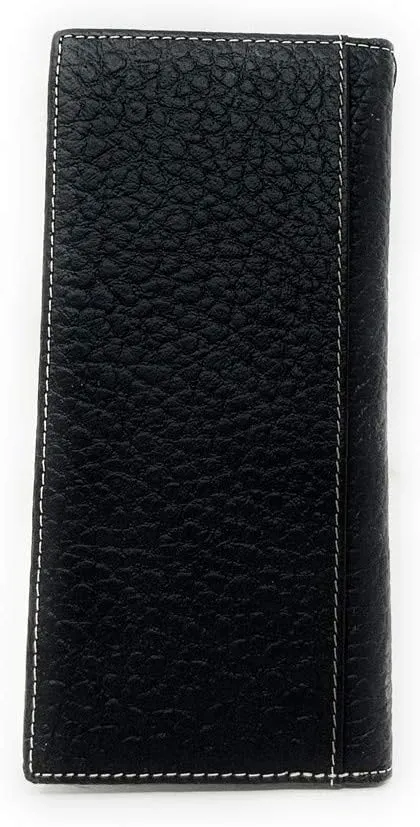 Western Premium Genuine Leather Tooled Men's Long Bifold Wallet premium cowboy wallets in 2 colors (Coffee Longhorn)