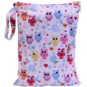 Wet Bag 30 x 40cm - Pink Owls