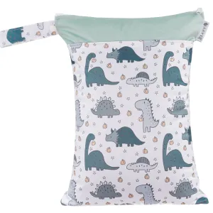 Wet Bag Double Pocket - Green Dino