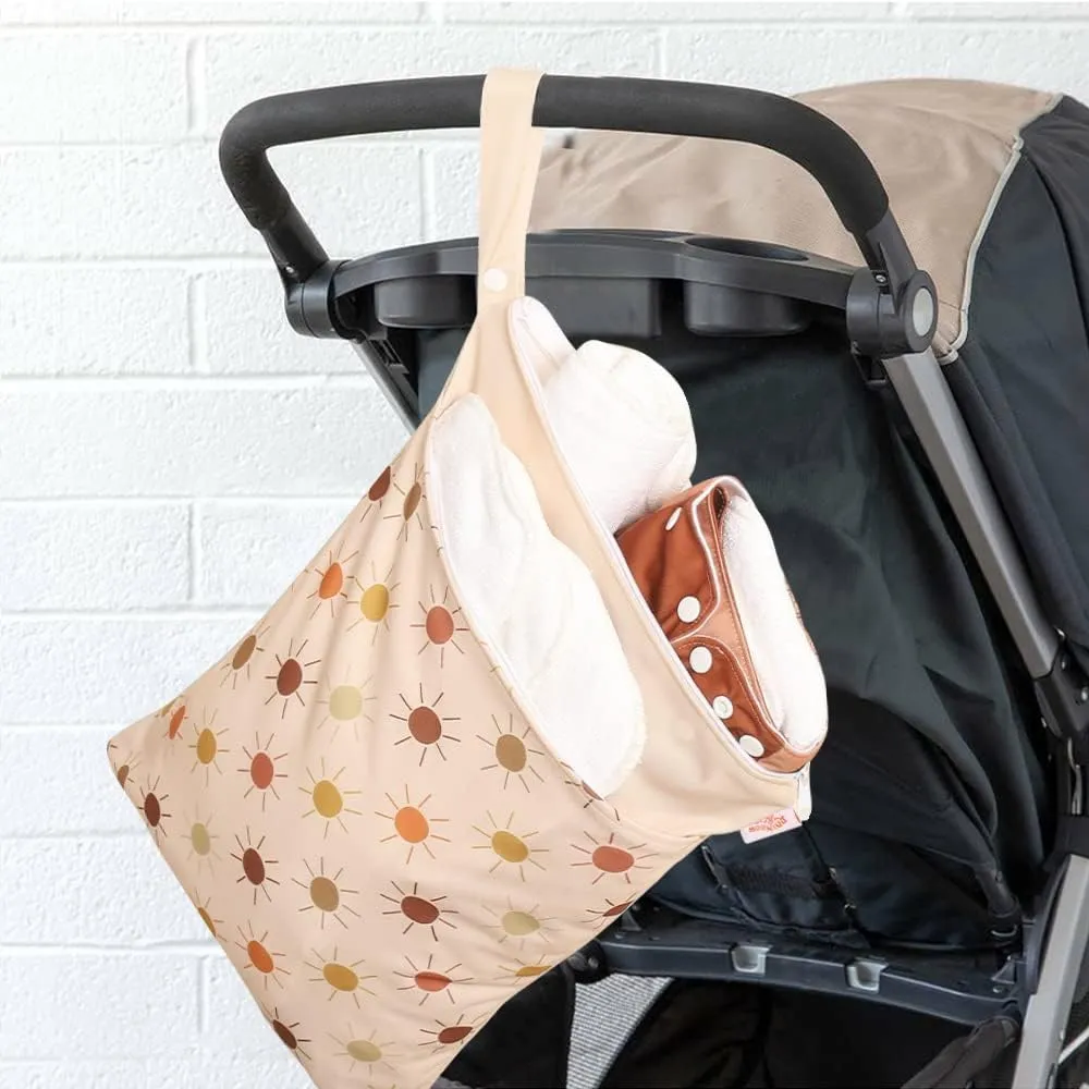 Wet Dry Bags for Baby Cloth Diapers - Waterproof Reusable Washable Travel Bags, Gym Bag, Pool, Daycare Soiled Baby Items Yoga Gym Bag for Swimsuits & Wet Clothes 3pcs/set（Orange&Flower