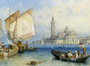 WGZGEFLEB Famous Painting Art Print Images Wall Pictures San Giorgio Maggiore by Myles Birket Foster R.w.s. Abstract Art Picture for Home Decor 60x90cm