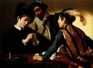 WGZGEFLEB Famous Painting Art Print Images Wall Pictures the Cardsharps by Merisi Caravaggio Abstract Art Picture for Home Decor 60x90cm