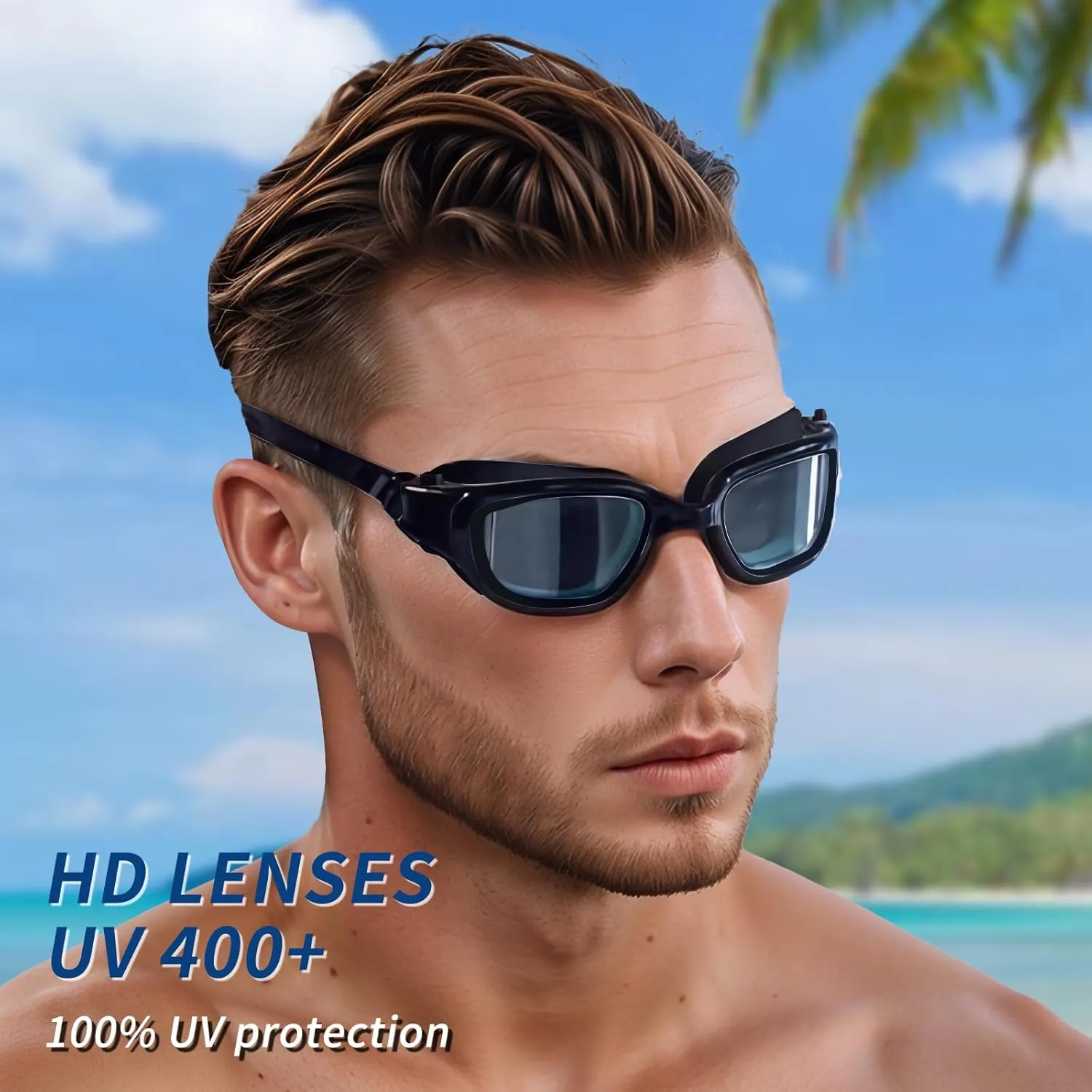 Whale Polarized Swim Goggles, GE Anti-Fog Anti-UV Protection No Leaking Swimming Pool Goggles for Men, Women, and Youth