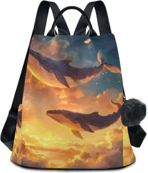Whales Universe Backpack for Women Anti Theft Large Fashion Travel Shoulder Bag Purse Rucksack Lightweight