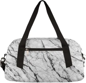 White Marble Texture Kids Duffel Bag for Girls Boys Teens, Marble Texture Oil Painting Dance Bag Overnight Small Duffel Bag Carry On Weekend Sports Gym Travel Bag for School Practice Gymnastics Ballet
