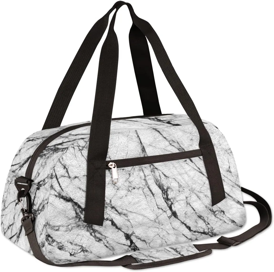 White Marble Texture Kids Duffel Bag for Girls Boys Teens, Marble Texture Oil Painting Dance Bag Overnight Small Duffel Bag Carry On Weekend Sports Gym Travel Bag for School Practice Gymnastics Ballet