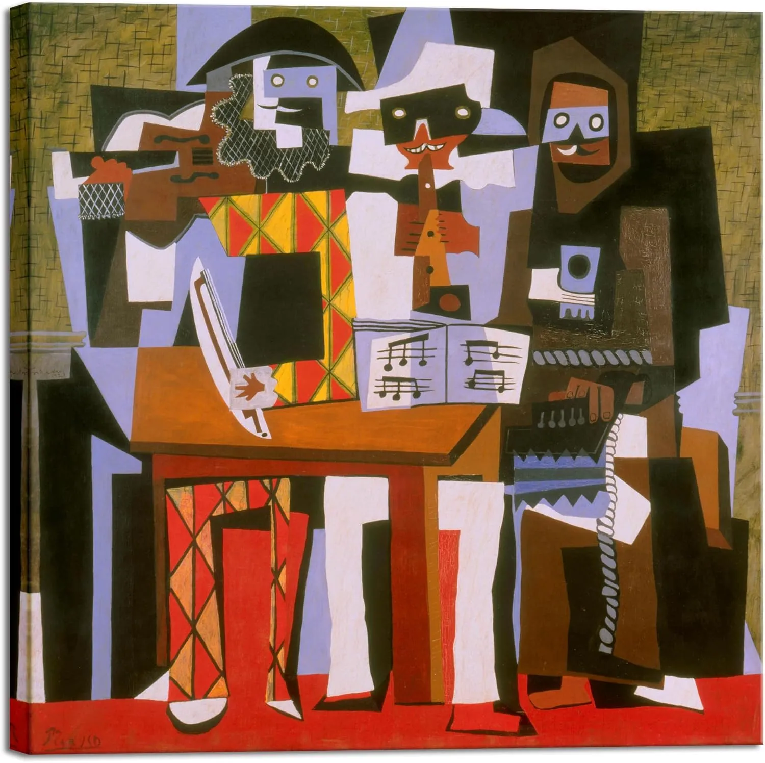 Wieco Art Canvas Prints Three Musicians 1921 by Pablo Picasso Abstract Canvas Wall Art for Wall Decor and Home Office Decorations
