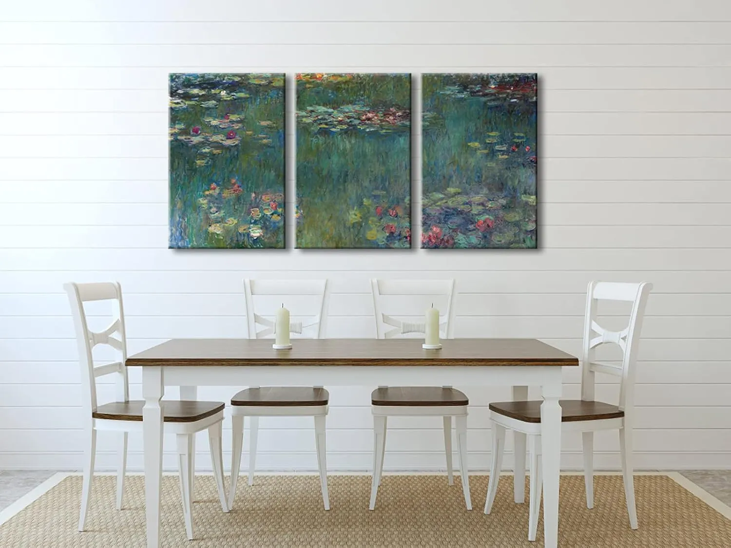 Wieco Art Water Lilies Canvas Prints Wall Art of Claude Monet Famous Oil Paintings Reproduction Artwork 3 pcs Large Classic Flower Lake Pictures Giclee Artwork for Bedroom Living Room Home