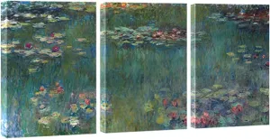 Wieco Art Water Lilies Canvas Prints Wall Art of Claude Monet Famous Oil Paintings Reproduction Artwork 3 pcs Large Classic Flower Lake Pictures Giclee Artwork for Bedroom Living Room Home