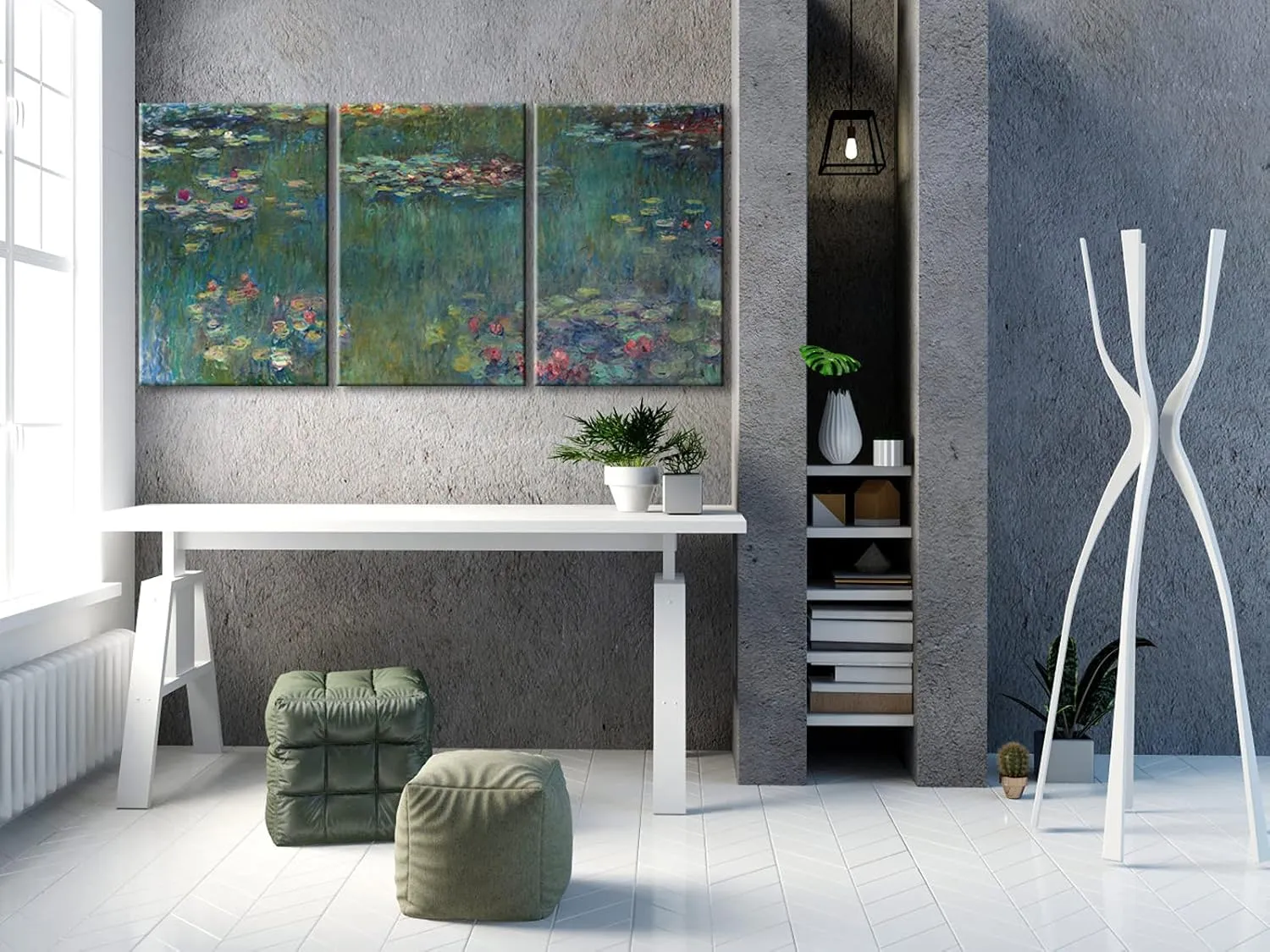 Wieco Art Water Lilies Canvas Prints Wall Art of Claude Monet Famous Oil Paintings Reproduction Artwork 3 pcs Large Classic Flower Lake Pictures Giclee Artwork for Bedroom Living Room Home
